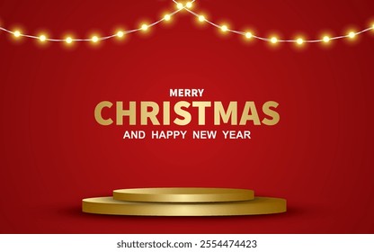 Merry Christmas banner studio room product display with copy space