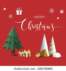 Merry Christmas banner studio table room product display with copy space