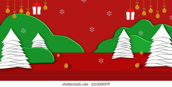 Fröhliche Weihnachtsbanner Studiotisch-Zimmer-Produktanzeige mit Kopienraum.