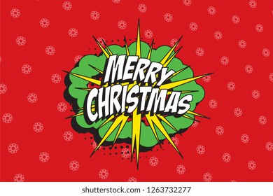 merry christmas banner template in retro pop art style with snowflakes pattern. vintage cartoon vector illustration easy to edit and customize. eps 10