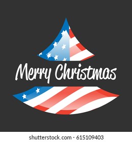 Merry Christmas banner with USA flag on black background