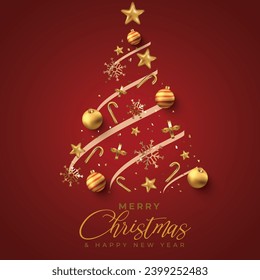 Merry Christmas banner, vector design
