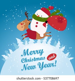 Merry Christmas banner - vector. Christmas greeting card