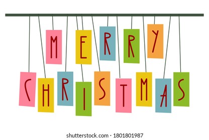 Merry Christmas banner. Vector illustration. Horizontal Holiday gift card, Festive poster, web banner, header for website. 