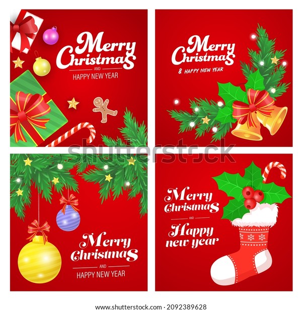 Merry Christmas Banner Vector illustration\
modern style with Gift box, ball and candy cane. assembled in\
graphic design, advertising signs, flyers, banners, website and\
invitation cards\
celebration