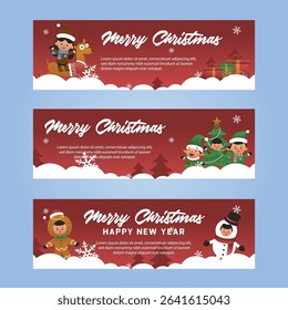 Merry Christmas banner vector set by tulangbercabang studio