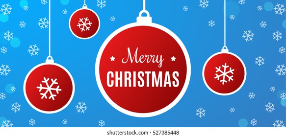 Merry Christmas Banner. White Template over Blue Background. Happy New Year. Blue space abstraction. Vector illustration.