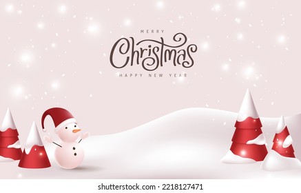 Merry Christmas banner winter landscape background