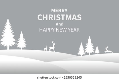 Merry Christmas banner winter landscape background