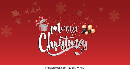 Merry Christmas banner, Xmas Party with gifts box, Christmas day 3d text effect and editable text effect with christmas background