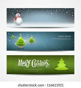 Merry Christmas banners set design, vector illustration