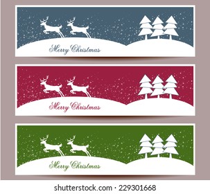 Merry Christmas banners set design, vector illustration