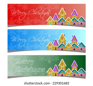 Merry Christmas banners set design, vector illustration
