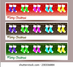Merry Christmas banners with socks