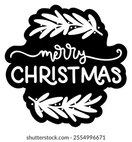 merry christmas bauble black vector graphic design and cut file