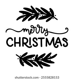 merry christmas bauble black vector graphic design and cut file