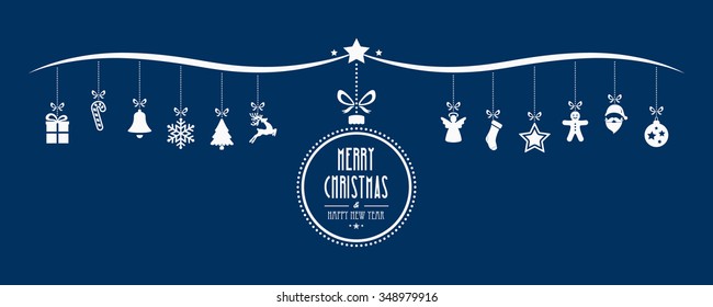 merry christmas bauble decoration elements blue background