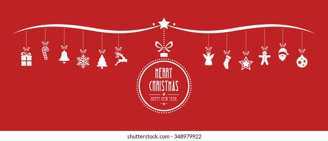 merry christmas bauble decoration elements red background