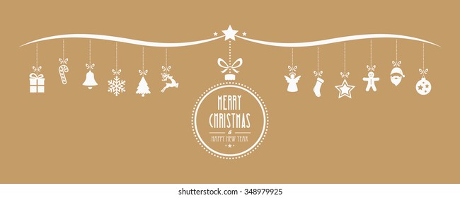 merry christmas bauble decoration elements gold background