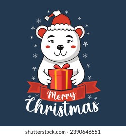 merry christmas with bear giftbox t-shirt design this design is perfect for t-shirts, posters, cards, mugs and more. vector in the form of eps and editable layers