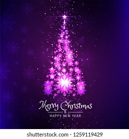 Merry Christmas beautiful background with tree design vector
