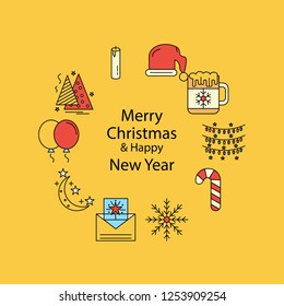 Merry Christmas Beautiful Background. Vector illustration