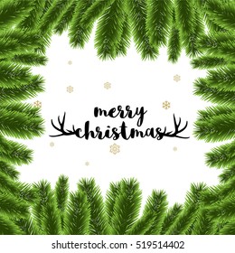 Merry Christmas beautiful card with christmas tree decoration vector 