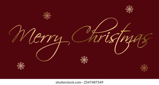 Merry Christmas beautiful golden calligraphy lettering typography red background greeting card