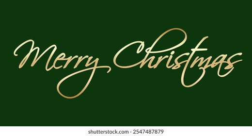 Merry Christmas beautiful golden calligraphy lettering typography green background greeting card