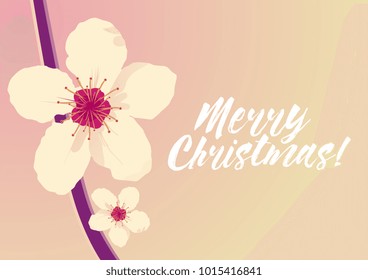 Merry christmas, beautiful greeting card with flower background