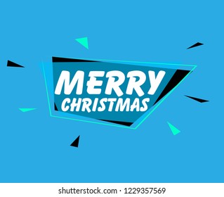 merry christmas, beautiful greeting card background or banner with blue label party theme. design illustration