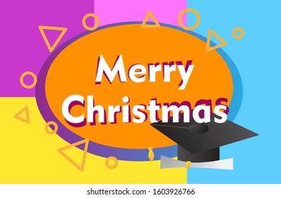 merry christmas, beautiful greeting card background or template banner with education theme. vector design illustration