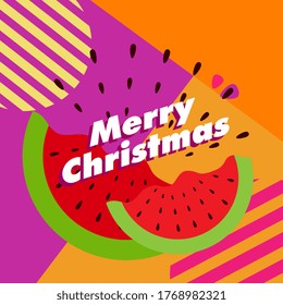 merry christmas, beautiful greeting card background or banner with cute summer theme. vector