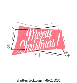Merry Christmas, beautiful greeting card with pink label