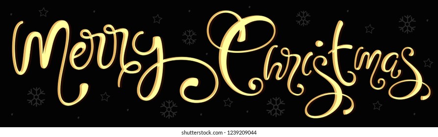 Merry Christmas Beautiful Lettering Banner Design on Dark Background.