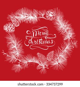 Merry Christmas beautiful letters banner design. Hand drawn vector illustration