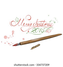 Merry Christmas beautiful letters design. Hand drawn vector illustration