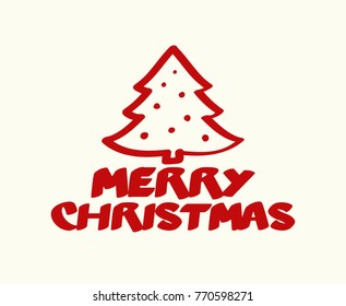 Merry Christmas - beautiful typography for holidays with hand drawn decorations. Vector.