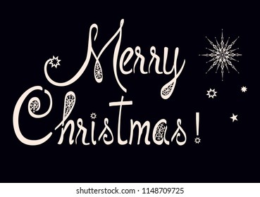 Merry Christmas beautiful writing with a brush 