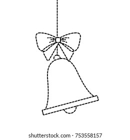 merry christmas bell bow hanging decoration vector illustration