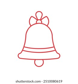 Esquema de la campana de las Navidades felices, Vector aislado del icono del boceto de la campana de la Navidad, logotipo de la campana de la Navidad, campana de la Navidad con el fondo blanco de la cinta.