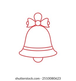 Esquema de la campana de las Navidades felices, Vector aislado del icono del boceto de la campana de la Navidad, logotipo de la campana de la Navidad, campana de la Navidad con el fondo blanco de la cinta.