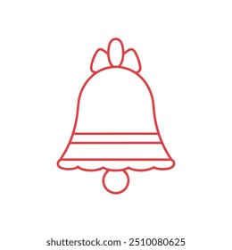 Merry Christmas Bell outline,  Isolated christmas bell sketch icon Vector, christmas bell logo, christmas bell with ribbon white background.