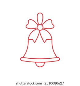 Merry Christmas Bell outline,  Isolated christmas bell sketch icon Vector, christmas bell logo, christmas bell with ribbon white background.