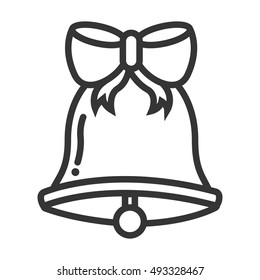 Merry christmas bell with ribbon simple icon