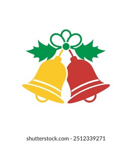 Merry Christmas Bells, Isolated christmas bells sketch icon Vector, christmas bells logo, christmas bells with ribbon white background.