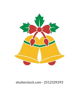 Merry Christmas Bells, Isolated christmas bells sketch icon Vector, christmas bells logo, christmas bells with ribbon white background.