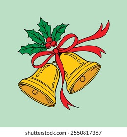 Merry christmas Bells vector illustartion pen tools arts design