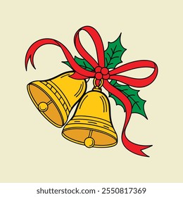 Merry christmas Bells vector illustartion pen tools arts design