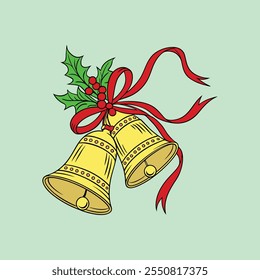 Merry christmas Bells vector illustartion pen tools arts design